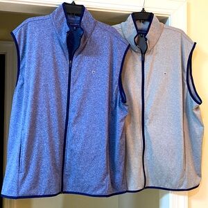 Crown & Ivy NWOT (2) Mens Golf Lightweight Zip Vest w/Pocket Sz XXL Blue & Grey